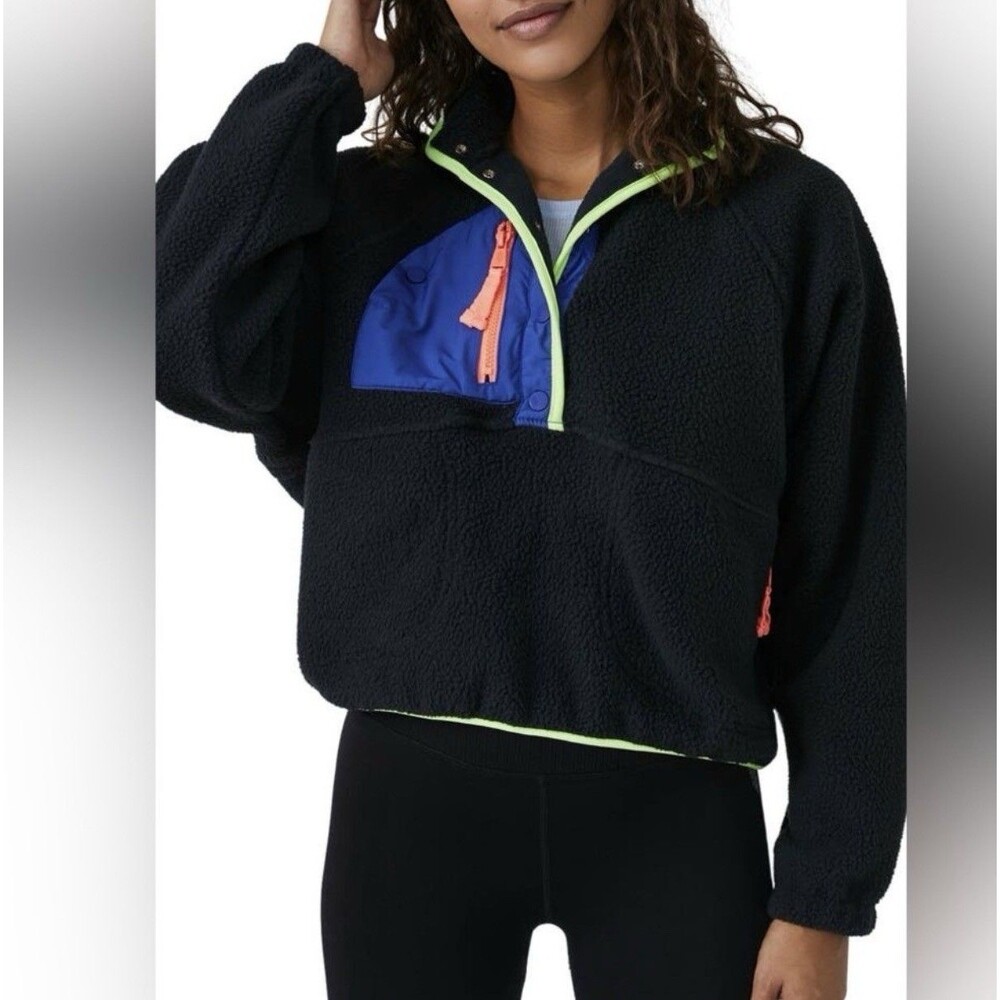 Free People Movement Hit The Slopes Colorblock Fleece Pullover Sz S